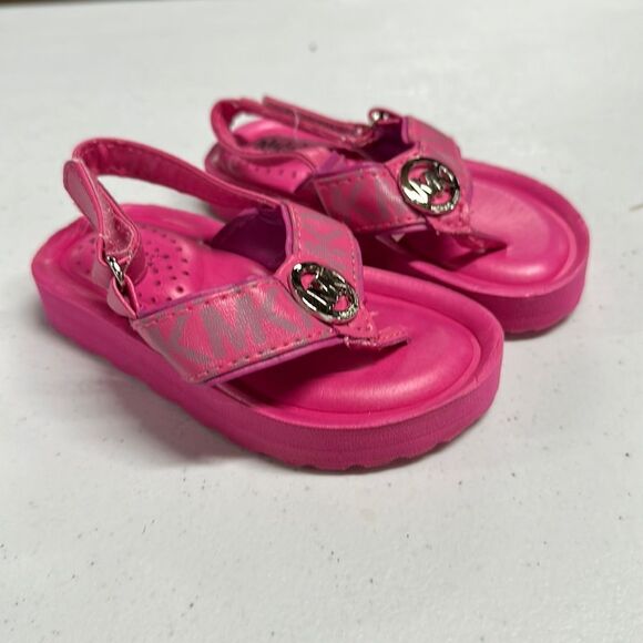 Michael Kors Toddler Pink Sandals with Silver MK symbol Size 6 - Picture 1 of 5
